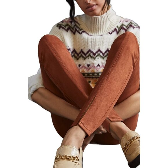 Anthropologie Avec Les Filles Slit Front Sueded Leggings M - Picture 3 of 4